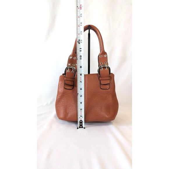 Tignanello Perfect 10 pebbled leather satchel top handle purse orange terracotta - Picture 5 of 14